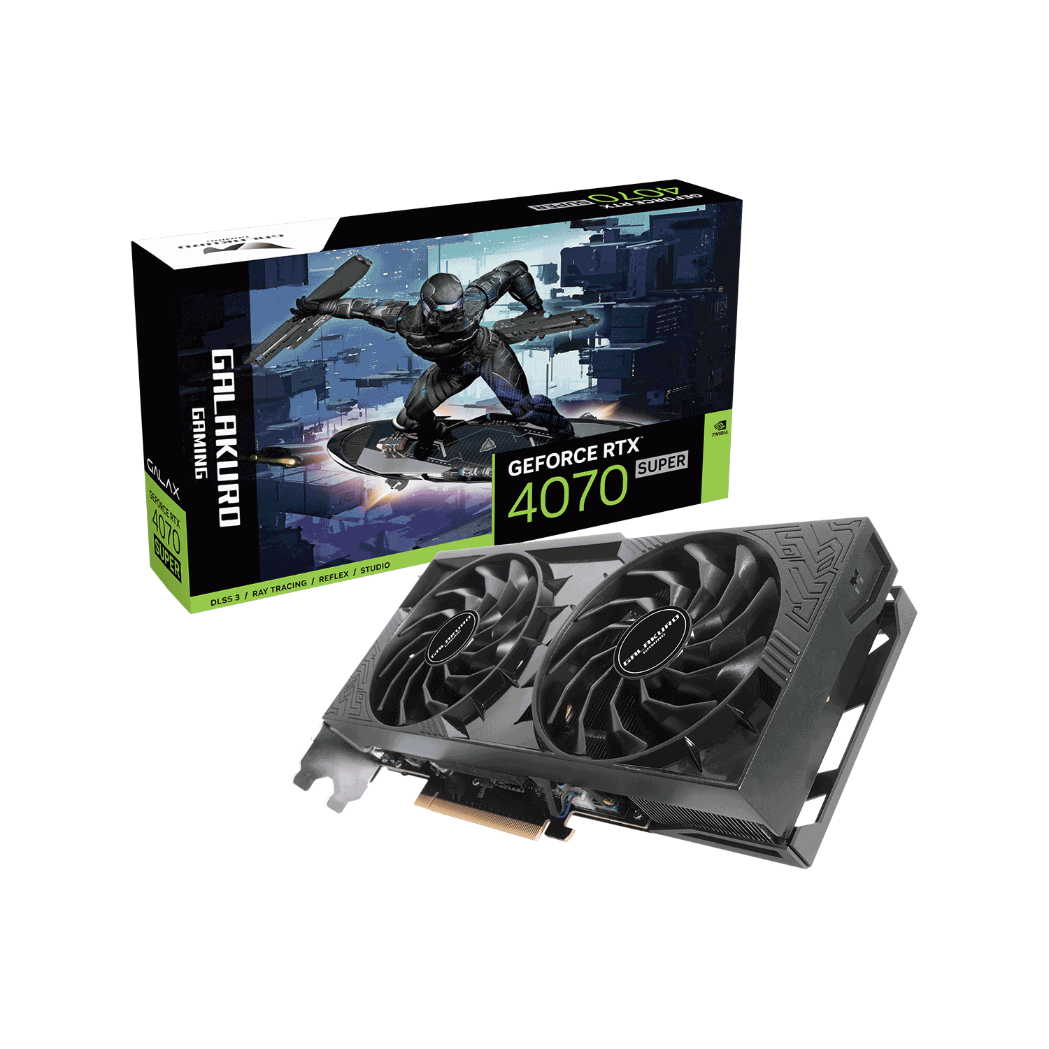 GG-RTX4070SP-E12GB/DF2 | 玄人志向 GALAKURO GAMING NVIDIA GeForce RTX 4070 Super デュアルファン搭載 グラフィックボード