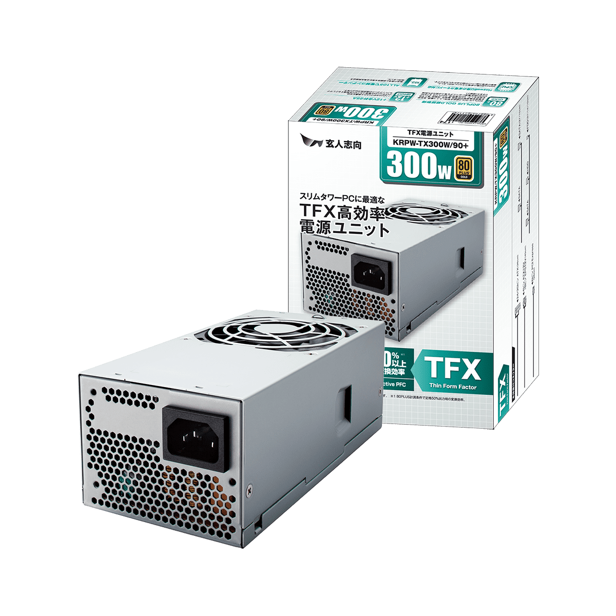 KRPW-SXP600W/90+ | 80PLUS GOLD取得 SFX電源 600W(プラグインタイプ 